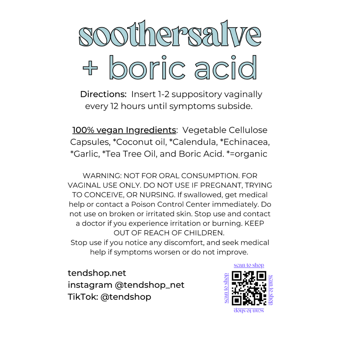 soothersalve suppositories + boric acid ingredients
